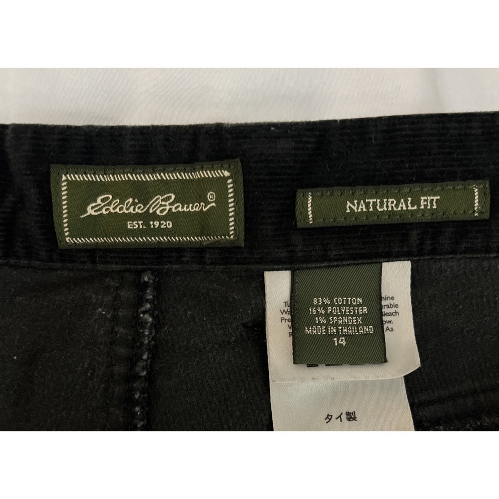 Eddie Bauer Corduroy Pants Jeans Womens 14 Black Mid Rise Wide Leg Bootcut Work - Picture 5 of 9